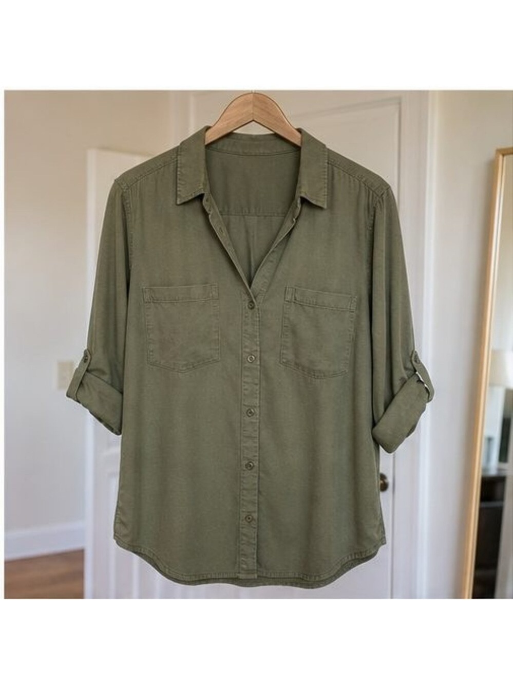 Olive Puff Sleeve Top